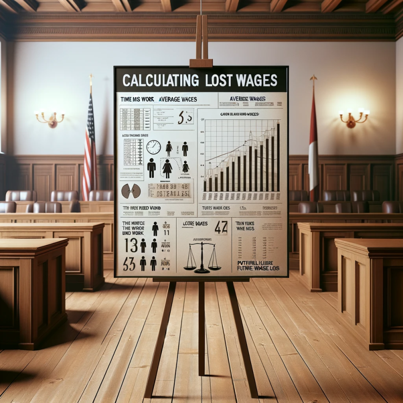 courtroom demonstrative aid for calculating lost wages in empty courtroom.