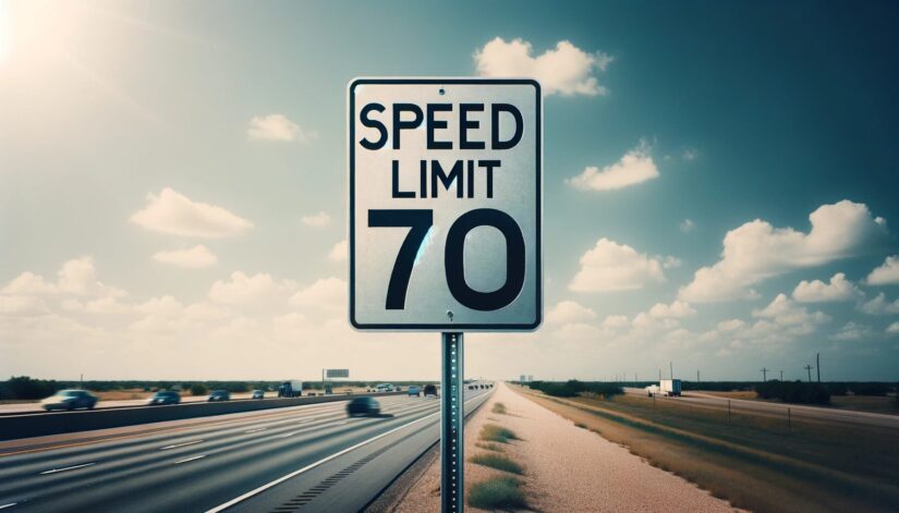 70 MPH sign on Texas highway
