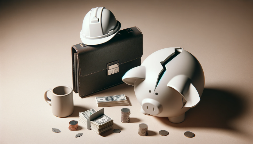 Loss of earning capacity items, including briefcase, coins, and broken piggy bank.