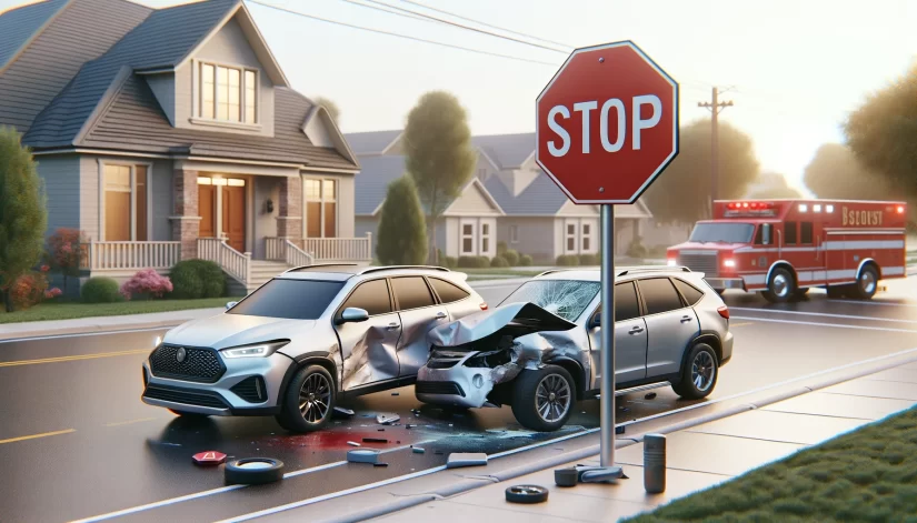 Stop sign accident in neighborhood