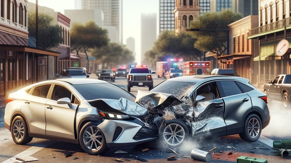 Dallas t-bone car crash at intersection.