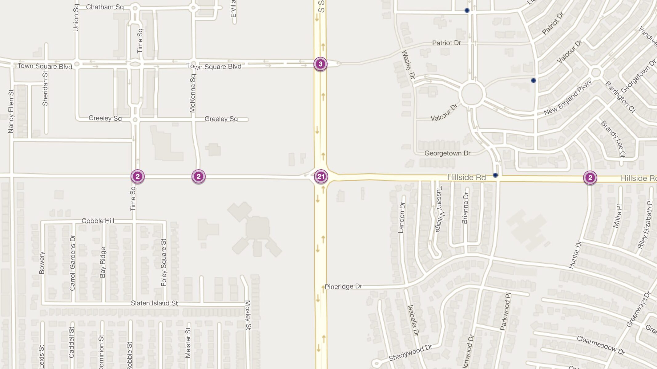 Cluster Map of 2023 Car Accidents at Soncy Rd. & Hillside Rd. (TXDOT)