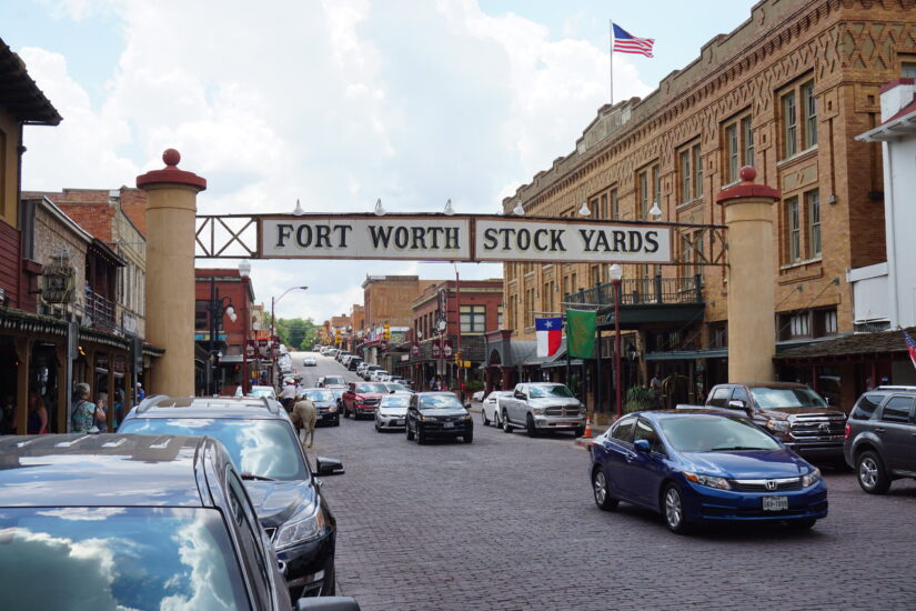 Fort Worth Stock Yards street with traffic