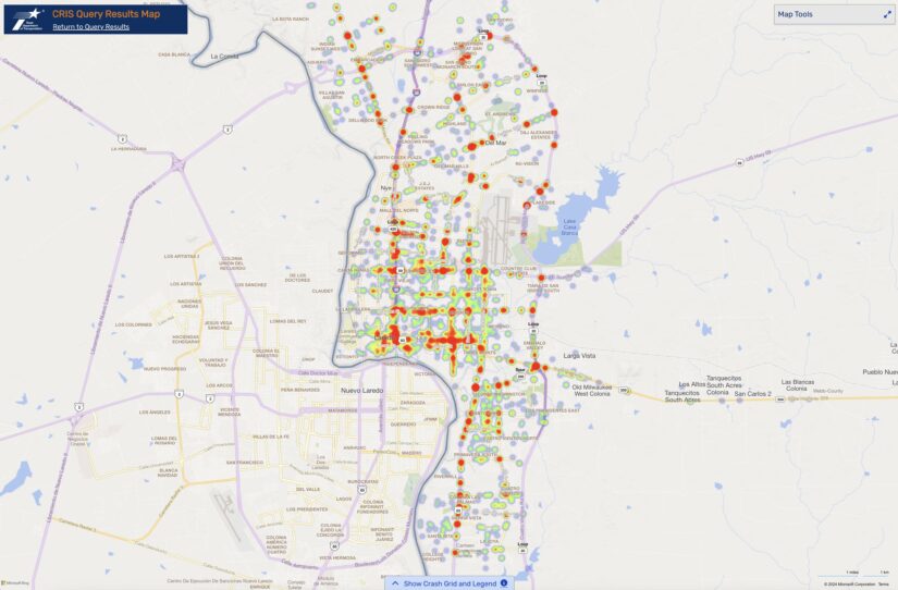 Heat Map of 2023 Car Accidents at Intersections in Laredo, TX (TXDOT)