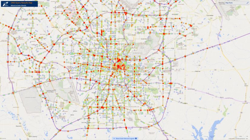 Heat Map of 2023 Car Crashes at Intersections in San Antonio, Texas (TXDOT)